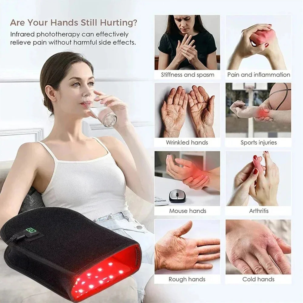 Red & Near Infrared Light Therapy Glove – 660nm + 850nm Dual Wavelength Hand Pain Relief and Recovery Device