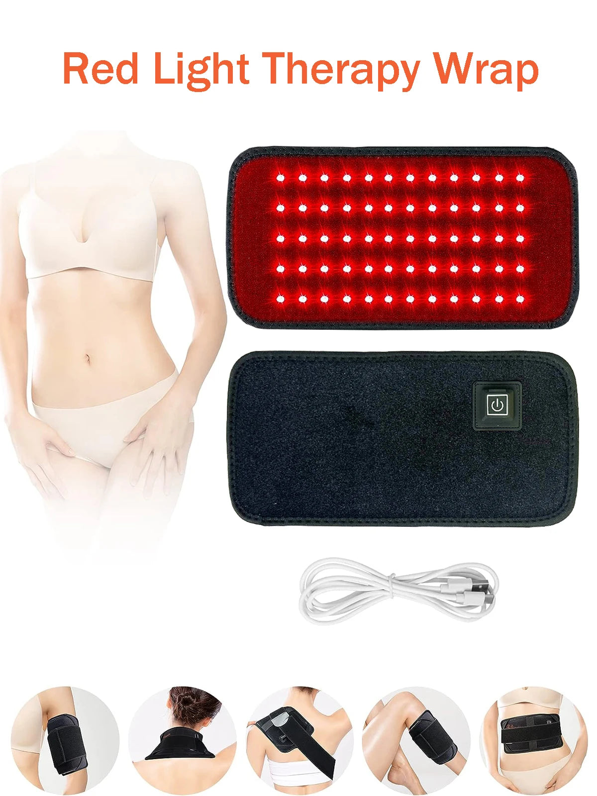 60 LEDs Red＆Infrared Light Therapy Belt 850nm 660nm Back  Burn Fat Wrap Slimming Machine Waist Heat Pad Full Body