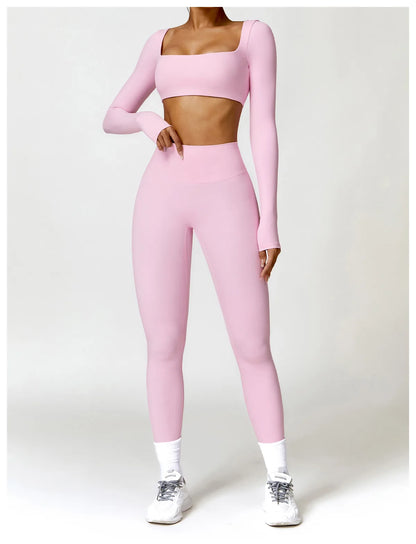 Women’s Long Sleeve Gym & Yoga Top – Breathable, Stretchy, Push-Up Fit - Champions Clubs