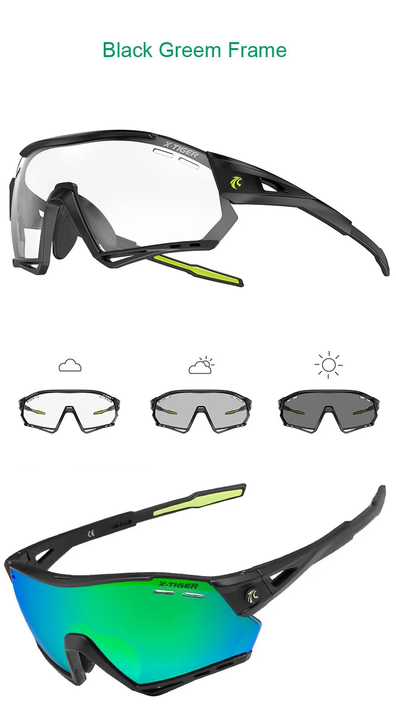 X-TIGER Cycling Glasses – 5 Lens Polarized Sports Sunglasses for Men & Women