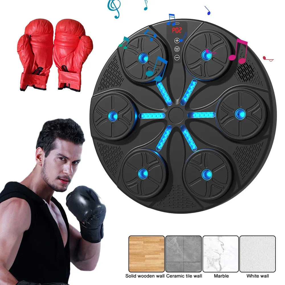 Smart Bluetooth Music Boxing Machine – Wall-Mounted Punch Trainer with Lights & Sound