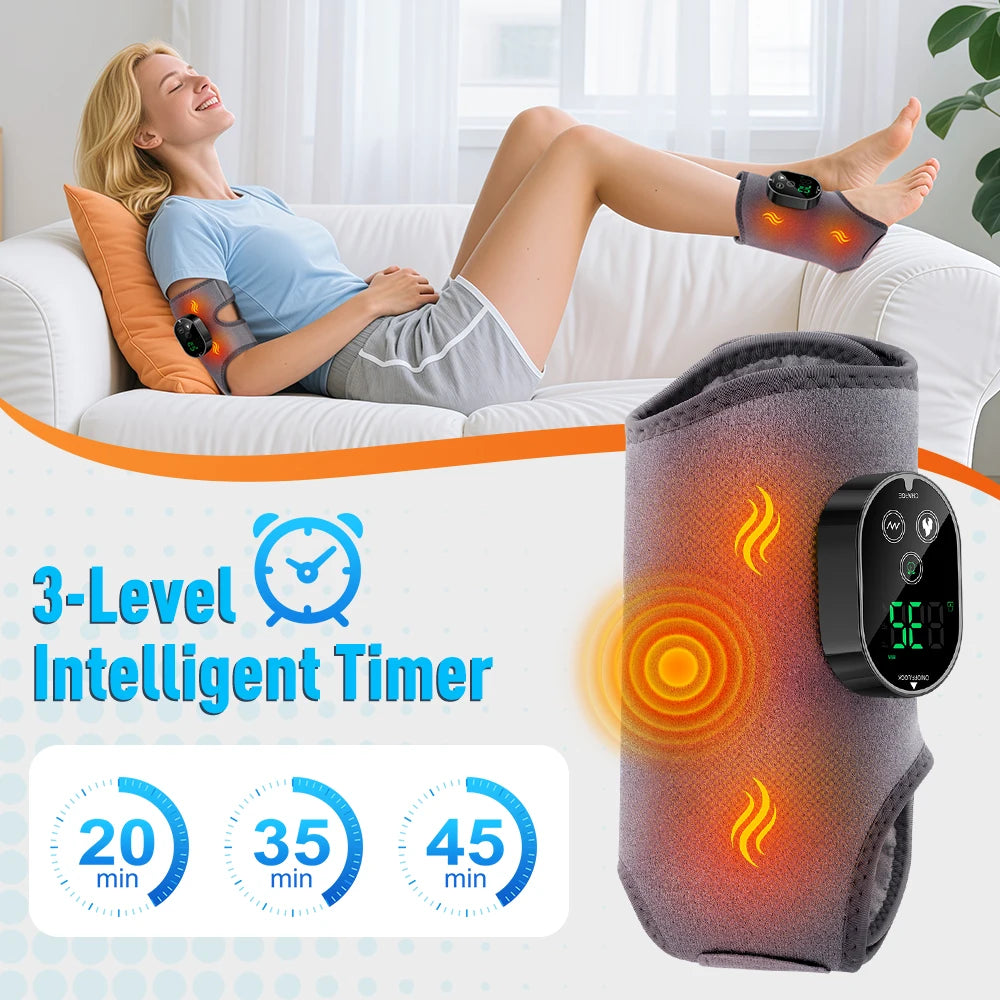 Electric Heating Vibration Foot & Ankle Massager – Rechargeable Adjustable Strap for Muscle Relief