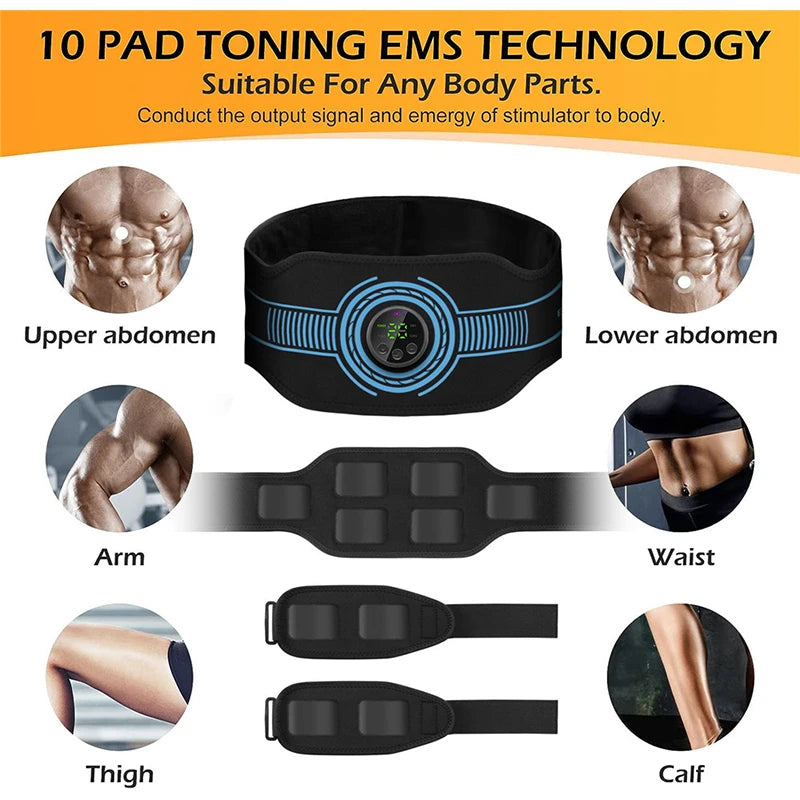 Smart EMS Muscle Stimulator Abs Trainer – Abdominal Toning Belt & Body Slimming Device for Home Fitness