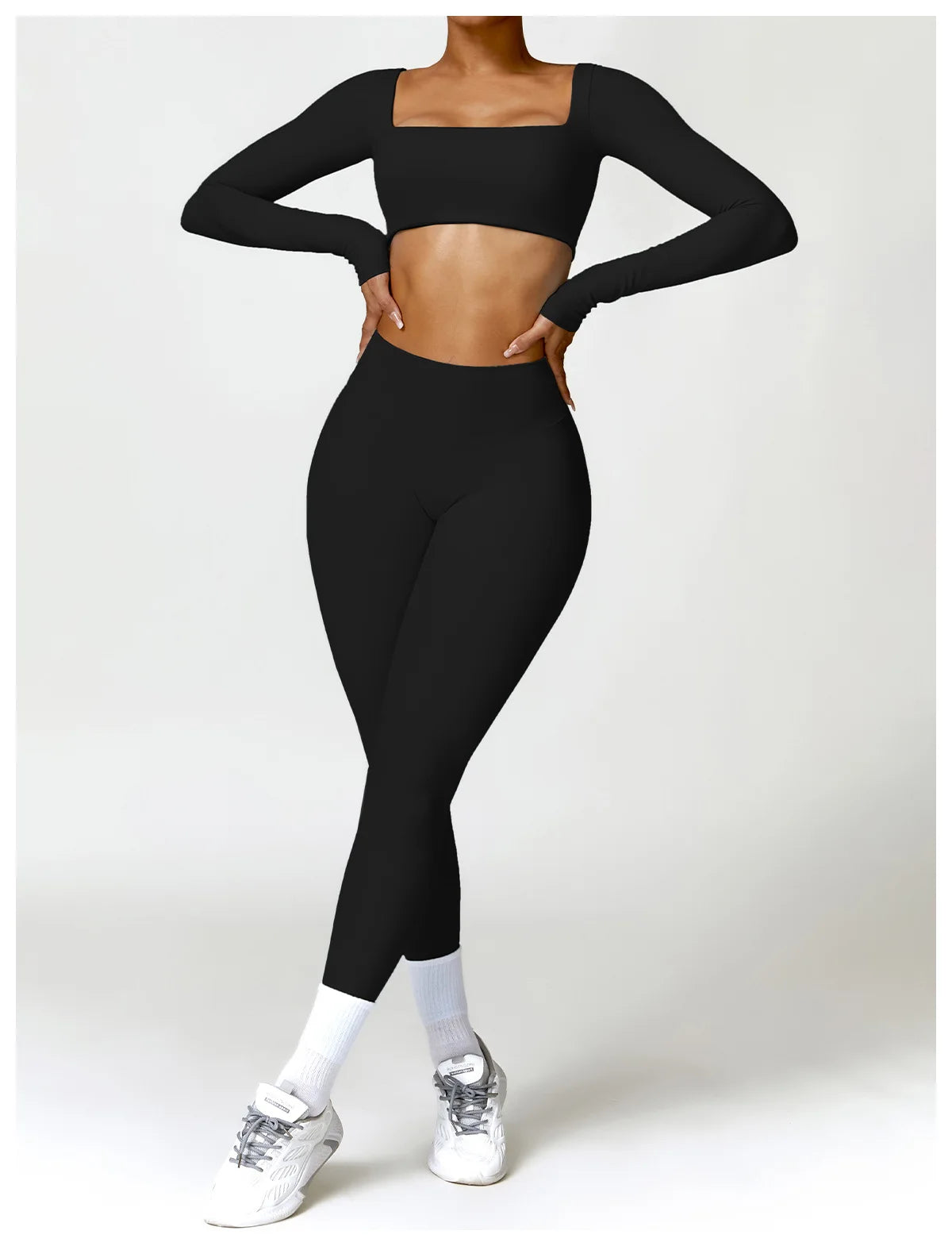 Women’s Long Sleeve Gym & Yoga Top – Breathable, Stretchy, Push-Up Fit - Champions Clubs