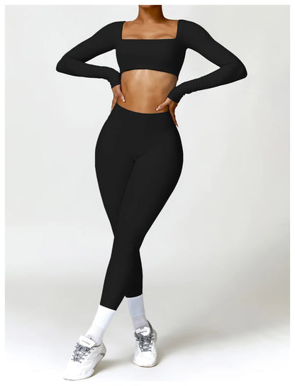 Women’s Long Sleeve Gym & Yoga Top – Breathable, Stretchy, Push-Up Fit - Champions Clubs