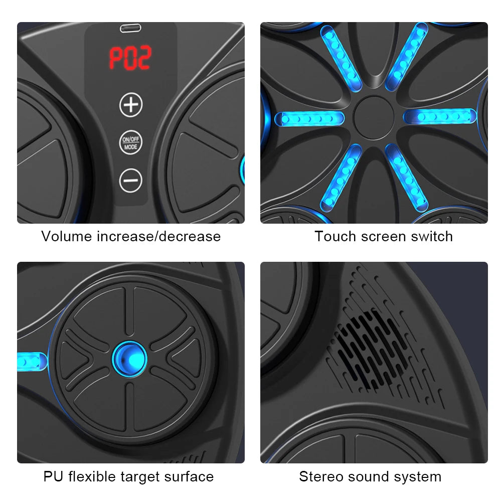 Smart Bluetooth Music Boxing Machine – Wall-Mounted Punch Trainer with Lights & Sound