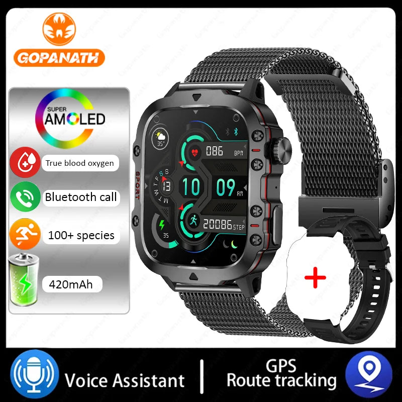 2025 Outdoor Military 3ATM Waterproof Smart Watch Men 420mAh Battery Heart Rate Sports Fitness Watches Bluetooth Call Smartwatch Champions Clubs