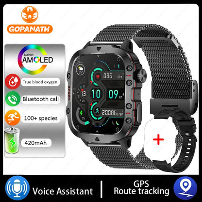 2025 Outdoor Military 3ATM Waterproof Smart Watch Men 420mAh Battery Heart Rate Sports Fitness Watches Bluetooth Call Smartwatch Champions Clubs